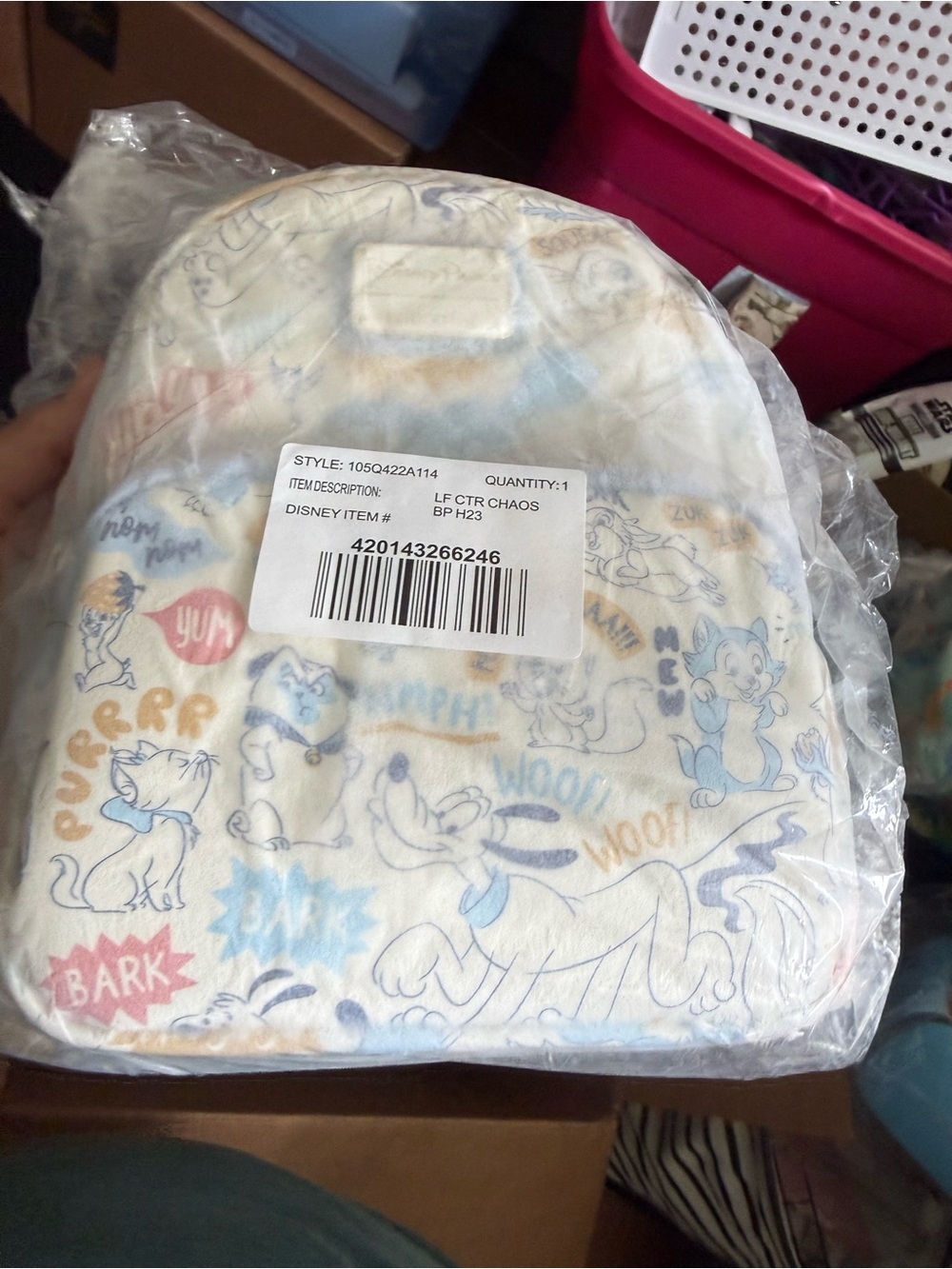 Disney Baby Cream & Blue Plush One-Piece - Unbranded